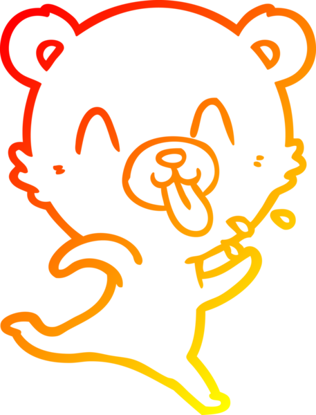 Bir insanın çizdiği dilden çıkan kaba bir kutup ayısının sıcak çizgi çizimi.