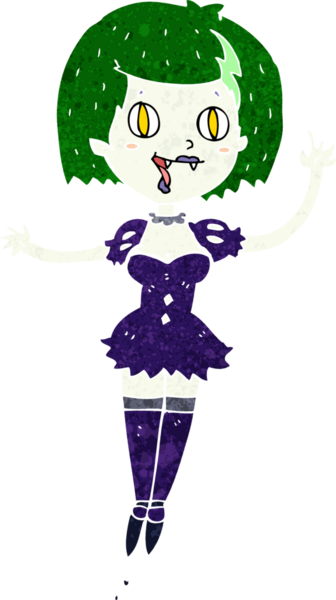 Bir insan tarafından çizilmiş mutlu vampir kız çizgi filmi.