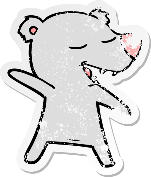 Bir insan tarafından çizilmiş karikatür ayısının sıkıntılı çıkartması.