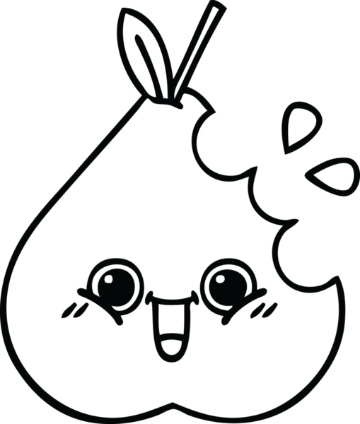 Bir insan tarafından çizilmiş yeşil bir armut çizimi.