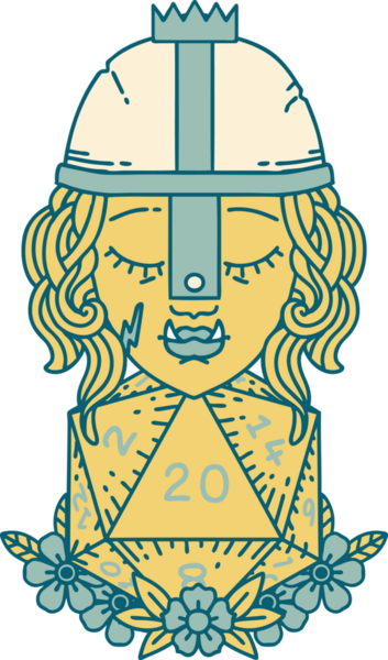 Retro Dövme Biçimli Ork Savaşçısı Karakteri Bir insan tarafından çizilmiş doğal yirmi zar atışıyla