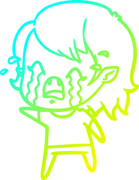 Bir insan tarafından çizilmiş ağlayan vampir kız çizgi filmi.