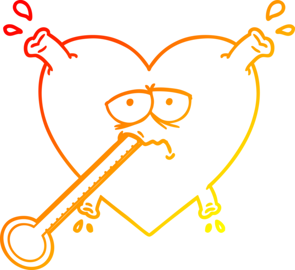 Bir insan tarafından çizilmiş sağlıksız bir kalbin sıcak çizgi çizimi