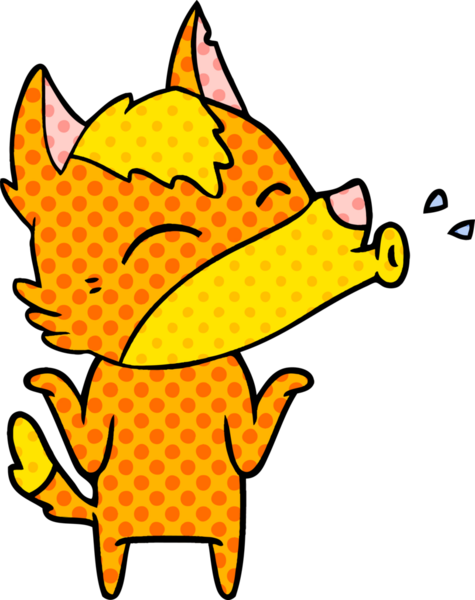 Bir insan tarafından çizilmiş tilki çizgi film karakteri