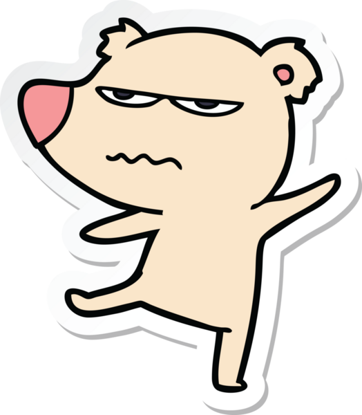 Bir insan tarafından çizilmiş kızgın ayı çizgi filminin çıkartması.