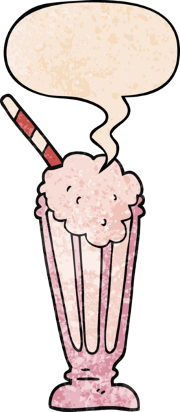 bir insan tarafından çizilmiş eski moda konuşma baloncuklu karikatür milkshake 'i
