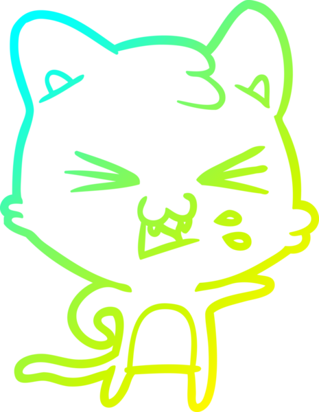 Bir insan tarafından çizilen çizgi film kedisinin soğuk gradyan çizimi