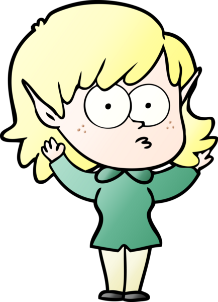 Bir insan tarafından çizilmiş çizgi film elf kızı.