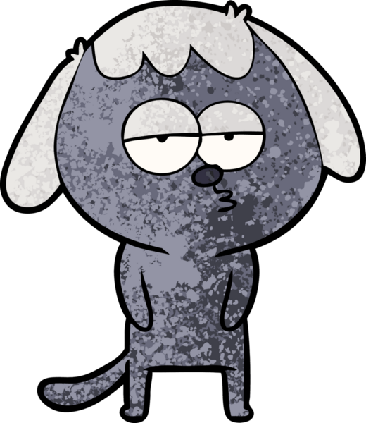 Bir insan tarafından çizilmiş yorgun bir köpek.