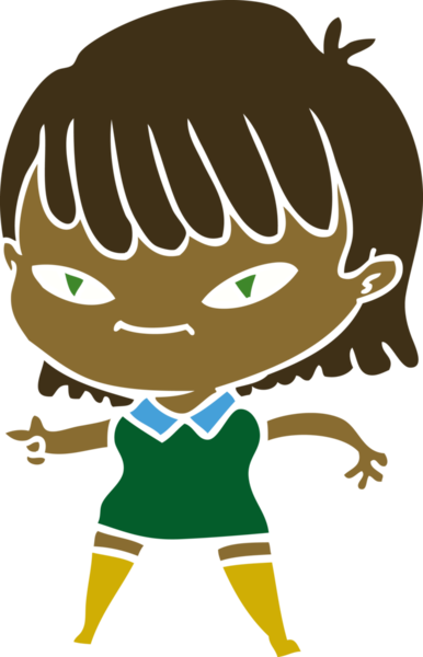 Bir insan tarafından çizilmiş düz renkli çizgi film.