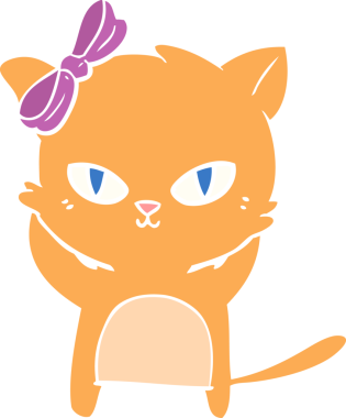 Sevimli düz renkli çizgi film kedisi bir insan tarafından çizilmiş.