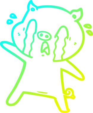 Bir insan tarafından çizilmiş ağlayan domuz çizgi filmi.