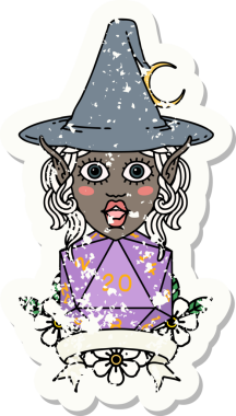 Retro Dövme Biçimli elf karakteri Bir insan tarafından çizilmiş doğal yirmi zar atışıyla