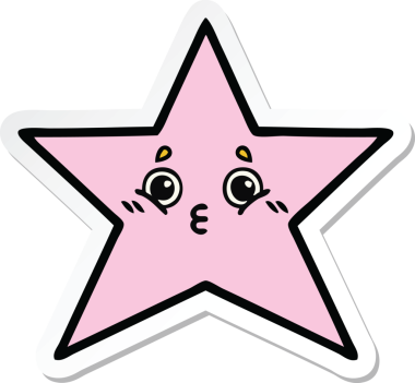 Bir insan tarafından çizilmiş şirin bir çizgi film yıldızının çıkartması.