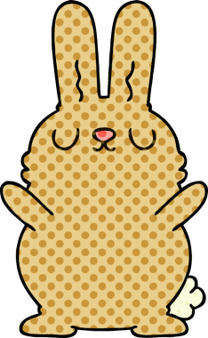 Bir insan tarafından çizilmiş tuhaf çizgi film tavşanı.