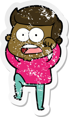 Bir insan tarafından çizilen şok olmuş bir adamın karikatür çıkartması.