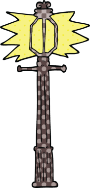 Çizgi roman tarzı lamba direği bir insan tarafından çizilmiş.