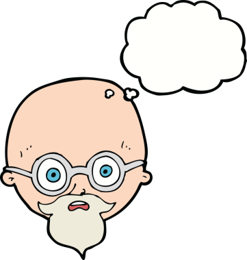 Bir insan tarafından çizilmiş düşünce balonlu sakallı bir adam.