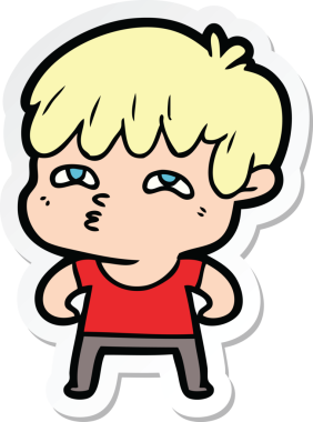 Bir insan tarafından çizilmiş garip bir adamın çıkartması.