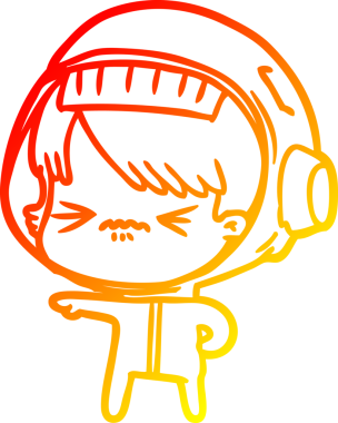 Bir insan tarafından çizilmiş kızgın bir uzay kızının sıcak çizgi çizimi