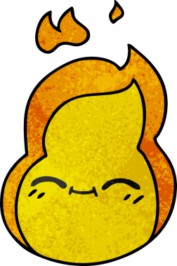 Bir insan tarafından çizilmiş kawaii ateş alevinin serbest çizimi.