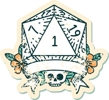 Retro Dövme Biçimi Doğal Bir d20 zar bir insan tarafından çizildi