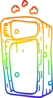 Gökkuşağı gradyan çizgi çizimi bir insan tarafından çizilmiş tozlu bir kabine