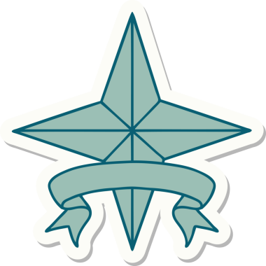 Bir insan tarafından çizilmiş bir yıldızın pankartına sahip dövme stili.