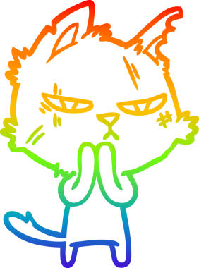 Bir insan tarafından çizilmiş sert bir çizgi film kedisinin çizimi.