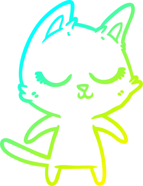 Bir insan tarafından çizilmiş sakin bir çizgi film kedisinin soğuk eğim çizgisi.