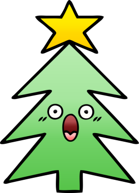 Bir insan tarafından çizilmiş bir noel ağacının gölgeli karikatürü.