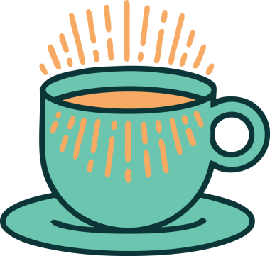 Bir insanın çizdiği kahve fincanının ikonik dövme şekli.