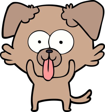 Bir insan tarafından çizilmiş dilli çizgi film köpeği.