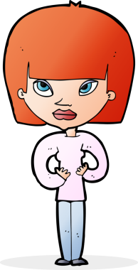 Bir insan tarafından çizilmiş kendine işaret eden çizgi film kadını.