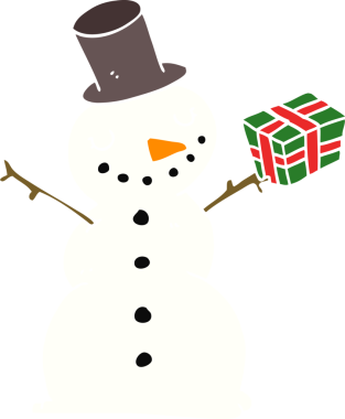 Bir insan tarafından çizilmiş düz renkli kardan adam.