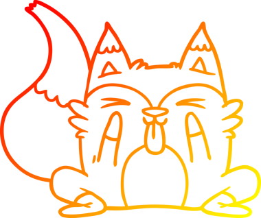 Bir insan tarafından çizilmiş komik bir tilkinin sıcak çizgi çizimi