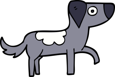 Bir insan tarafından çizilmiş mutlu bir köpek.