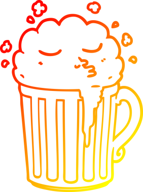 Bir insan tarafından çizilmiş bira bardağının sıcak çizgi çizimi