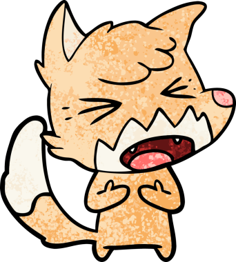 Bir insan tarafından çizilmiş kızgın çizgi film tilkisi.