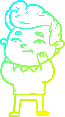 Bir insan tarafından çizilmiş mutlu bir çizgi film karakteri çizimi.