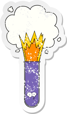 Bir insan tarafından çizilen test tüpünde patlayan kimyasallar.