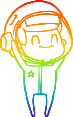 gökkuşağı gradyan çizimi mutlu bir çizgi astronot çizimi bir insan tarafından çizildi