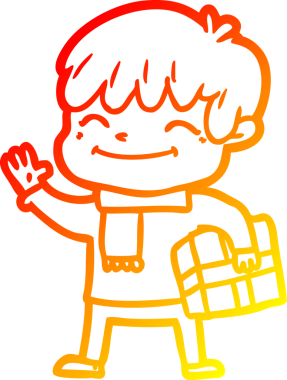 Bir insan tarafından çizilen mutlu bir çocuğun sıcak çizgi çizimi.