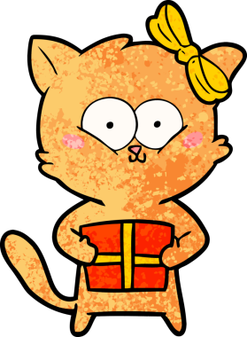 Bir insan tarafından çizilmiş çizgi film kedisi.