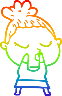 Gökkuşağı gradyan çizgi çizimi bir insan tarafından çizilmiş sakin bir kadın