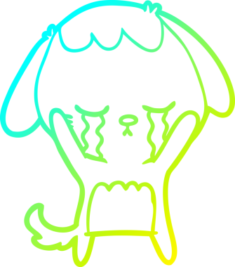 Bir insan tarafından çizilmiş ağlayan çizgi köpeğin soğuk gradyan çizimi