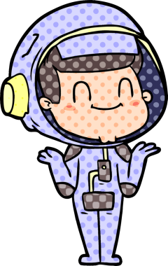 Bir insan tarafından çizilmiş mutlu astronot.