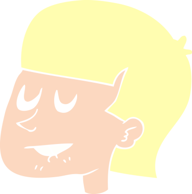 Bir insan tarafından çizilmiş dudak ısıran adamın düz renk çizimi