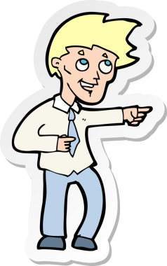 Bir insan tarafından çizilmiş komik bir ofis adamının çıkartması.