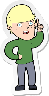 Bir insan tarafından çizilmiş bir fikri olan çizgi film çocuğunun çıkartması.